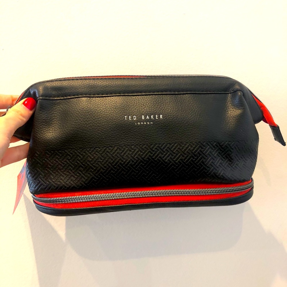 Ted baker vegan black leather toiletry bag